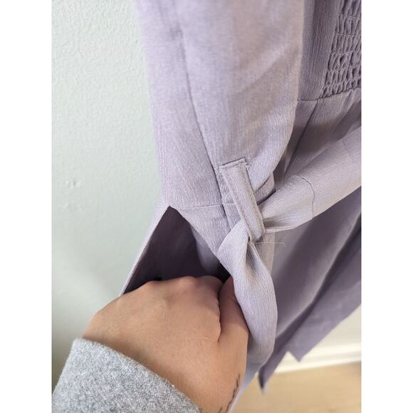 Superdown Size Small Gloria Flutter Smocked Jumpsuit Lilac Purple Belted Pockets - Picture 13 of 16